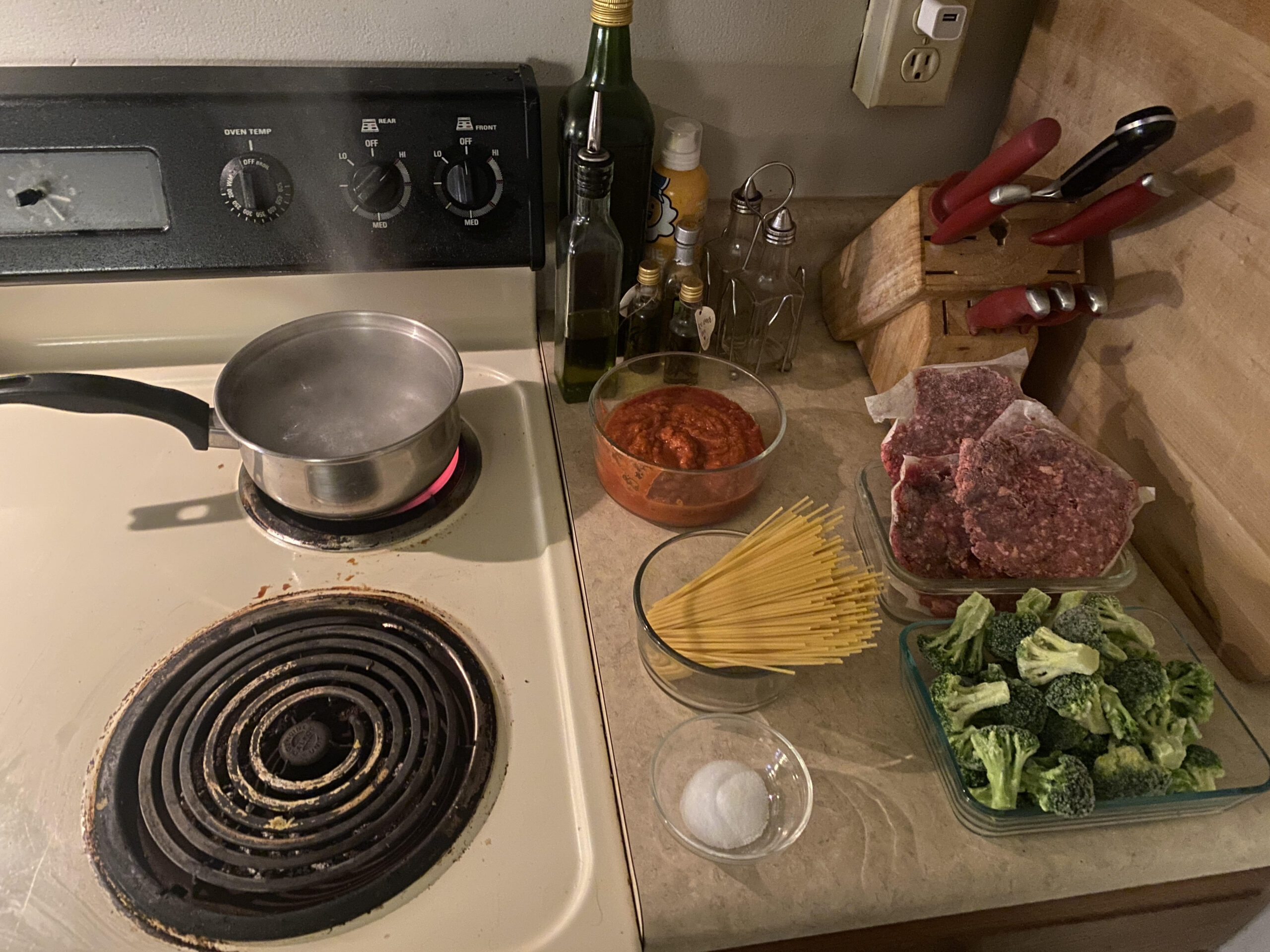 A Time & Motion Study: Spag. Patties. T Sauce. Broccoli.