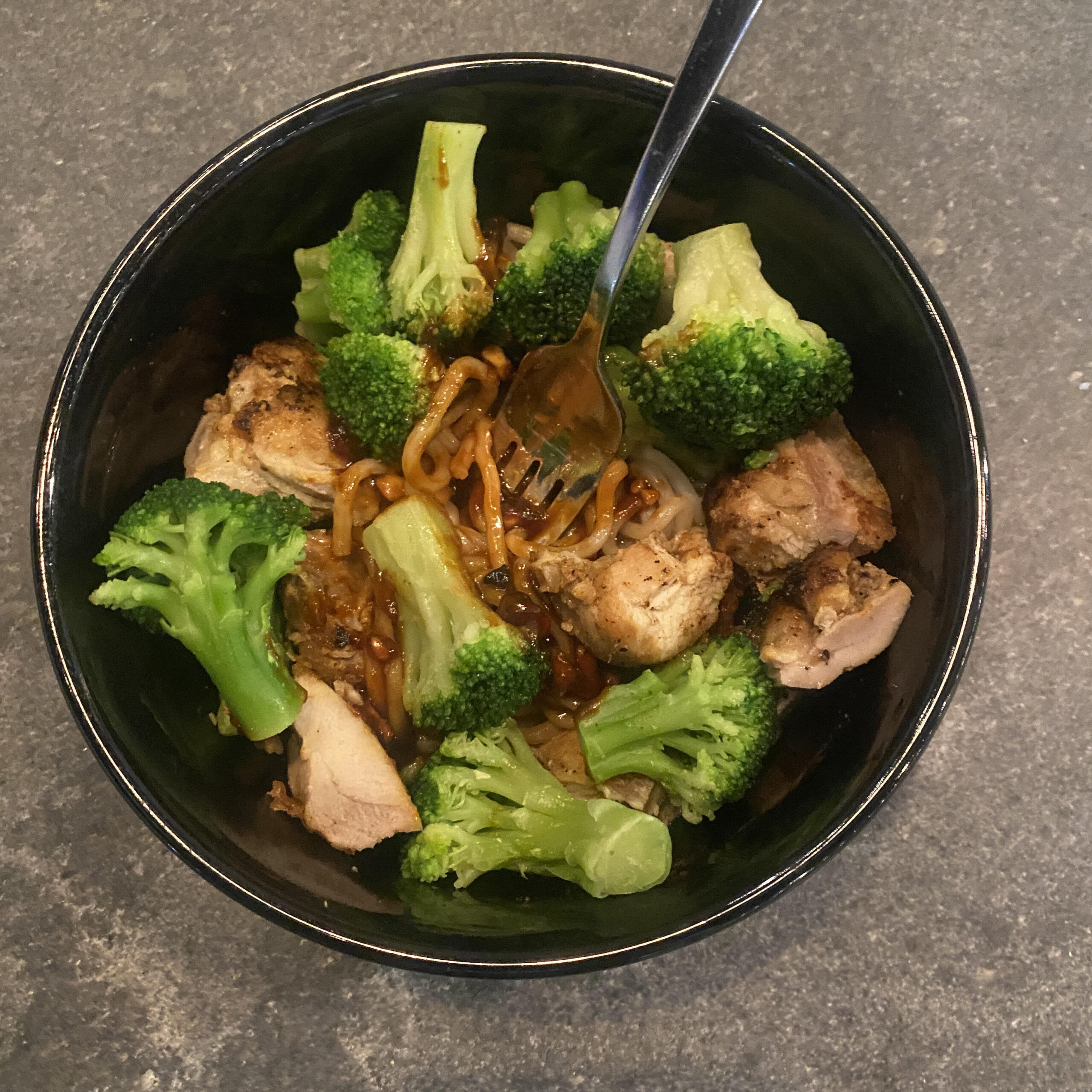 Lunch: Annie Chuns, Broccoli, Chicken